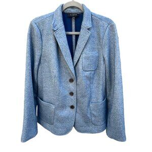 Talbots Womens Blue Heather Wool Blend Equestrian 3 Button Blazer Jacket Plus 14